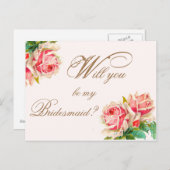 私の花嫁付きハガキバラ インビテーションポストカード (正面/裏面)