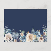 私の花嫁付き添いのネイビー·ブルー·ニュートラル·フローラ インビテーションポストカード (裏面)