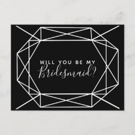 私の花嫁付き葉書の幾何学黒 インビテーションポストカード