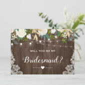 私の花嫁付添人になってくれる？　素朴でロマンチックな花のデザイン 招待状 (スタンド正面)