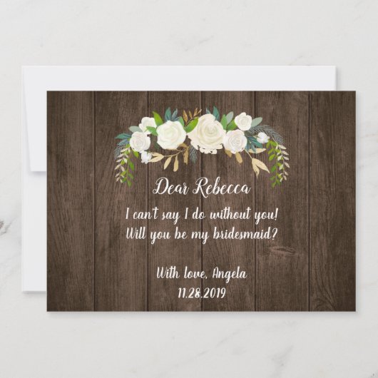 私の花嫁付添人になってくれる？　素朴でロマンチックな花のデザイン 招待状 (裏面)