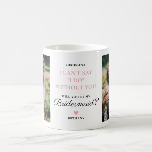 私の花嫁付添人になってくれる? 2枚の写真 コーヒーマグカップ (中央)