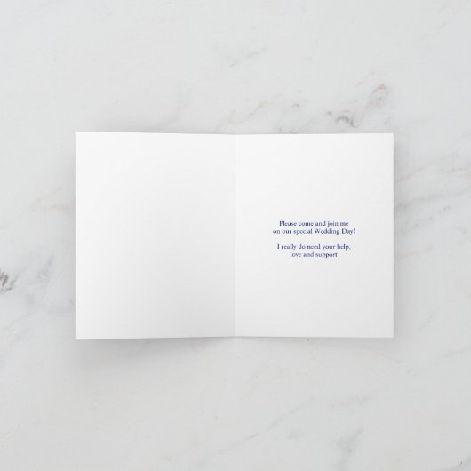 私の花嫁結婚メイドのカードに青い芸術が似合う 招待状 (内部)