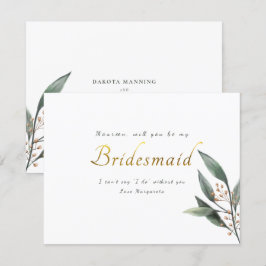 私の花嫁eucalyptus葉の金ゴールドスクリプト 招待状