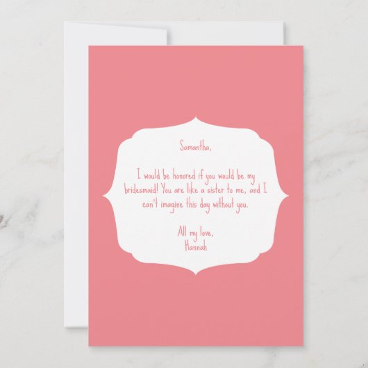 私の花嫁Yesのカードと言ってくれ 招待状 (裏面)