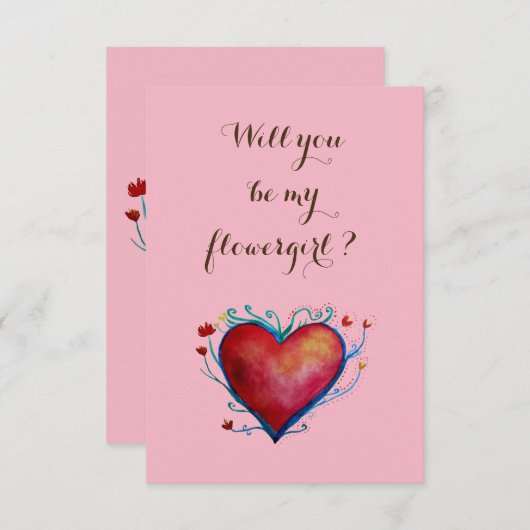 私の花柄ピンクの招待状は? 招待状 (正面/裏面)