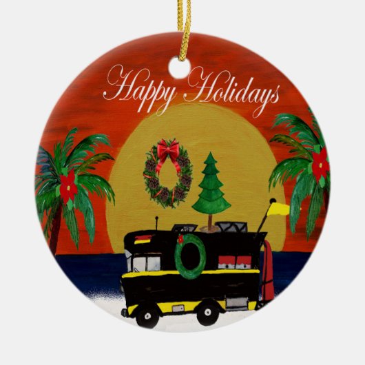 私の芸術からRVキャンパーのクリスマスオーナメント セラミックオーナメント (正面)