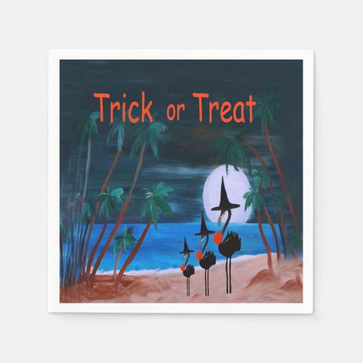 私の芸術のハロウィーンフラミンゴ紙ナプキン スタンダードカクテルナプキン (正面)