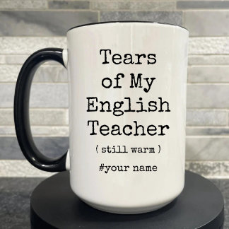 私の英語先生の涙がまだ温おもしろいかい ツートーンマグカップ
