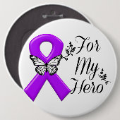 私の英雄のための紫色の認識度のリボン 缶バッジ (正面&裏面)