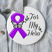 私の英雄のための紫色の認識度のリボン 缶バッジ (インサイチュ)