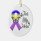 私の英雄のための膀胱癌のリボン セラミックオーナメント (右)