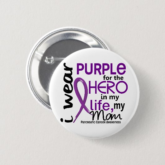 私の英雄のための膵臓癌私のお母さん2 缶バッジ (正面&裏面)