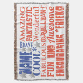 私の英雄の素晴らしい資質タイポグラフィUSA国旗 スローブランケット (正面縦)