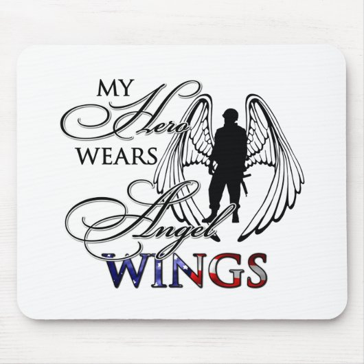 私の英雄は天使の翼を身に着けています マウスパッド (正面)