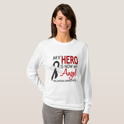 私の英雄は私の天使のメラノーマです Tシャツ (正面フル)