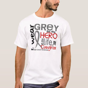 私の英雄2の娘の脳腫瘍のための灰色 Tシャツ
