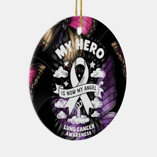 私の英雄、今は天使の肺がん認識度 セラミックオーナメント (右)