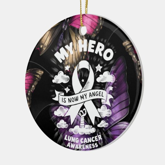 私の英雄、今は天使の肺がん認識度 セラミックオーナメント (左)