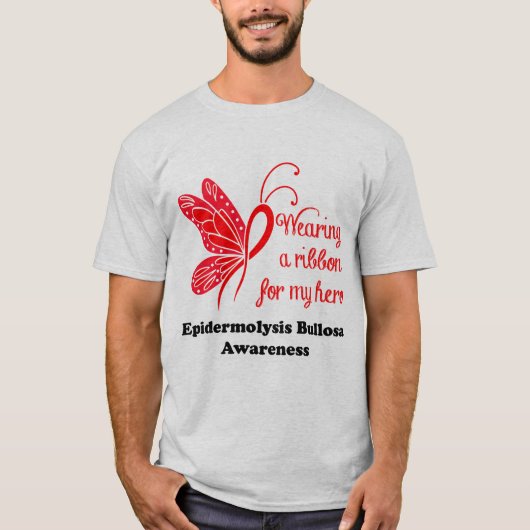 私の英雄- EBのワイシャツのためのリボンを身に着けています Tシャツ (正面)