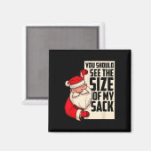 私の荷物の大きさを見て Funny Santa Chr マグネット (正面/裏面)