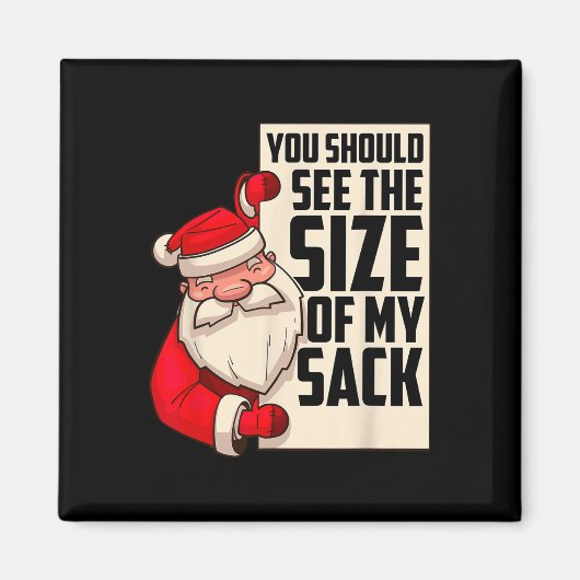 私の荷物の大きさを見て Funny Santa Chr マグネット (正面)