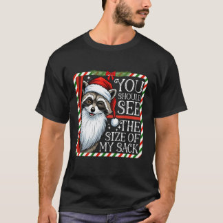 私の荷物の大きさを見て Funny Santa Chr Tシャツ