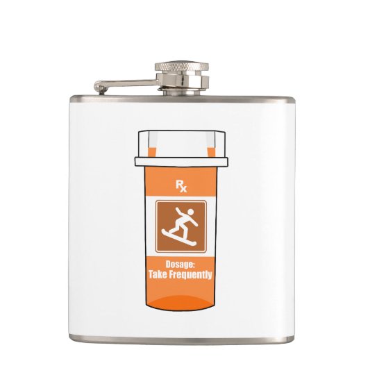 私の薬はスノーボードだ フラスク (正面)