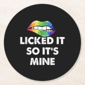 私の虹の唇LGBTにそれを舐めおもしろいた ラウンドペーパーコースター (正面)