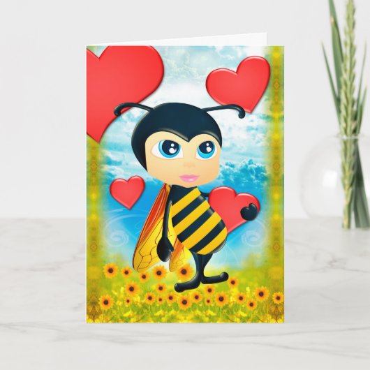 私の蜂蜜の蜂愛挨拶状です カード (正面)