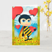 私の蜂蜜の蜂愛挨拶状です カード (黄色い花)