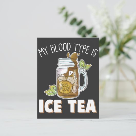 私の血液型はアイスティーおもしろいアイスティードリンカー ポストカード (スタンド正面)