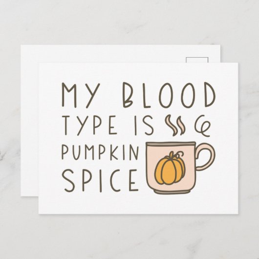 私の血液型はカボチャ・スパイス ポストカード (正面/裏面)