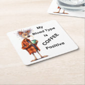 私の血液型はコーヒー前向き スクエアペーパーコースター (アングル)