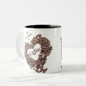 私の血液型はコーヒー好きのカフェイン ツートーンマグカップ (正面左)