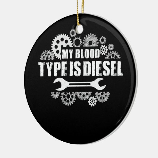 私の血液型はディーゼル整備士 セラミックオーナメント (左)
