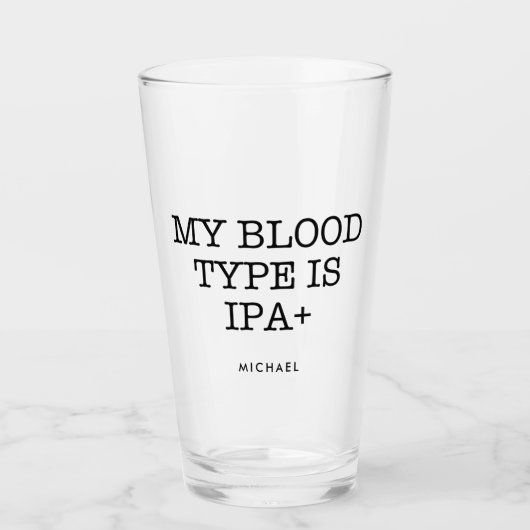 私の血液型はIPA+おもしろい |名前の追加 タンブラーグラス (正面)