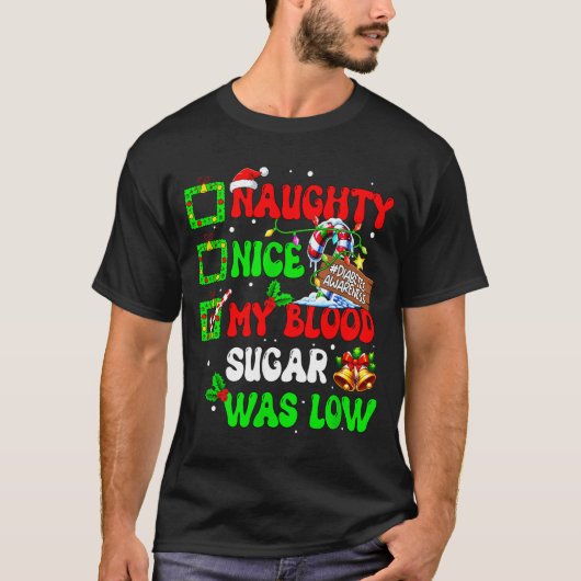 私の血糖値が悪戯して低血糖糖尿病 Tシャツ (正面)
