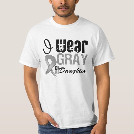 私の衣服のグレー認識度リボン私の娘 Tシャツ (正面)