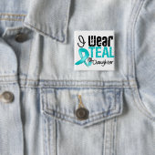 私の衣服のティール(緑がかった色)リボン 缶バッジ (インサイチュ)
