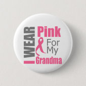 私の衣服のピンクリボンおばあちゃんの乳がん 缶バッジ (正面)