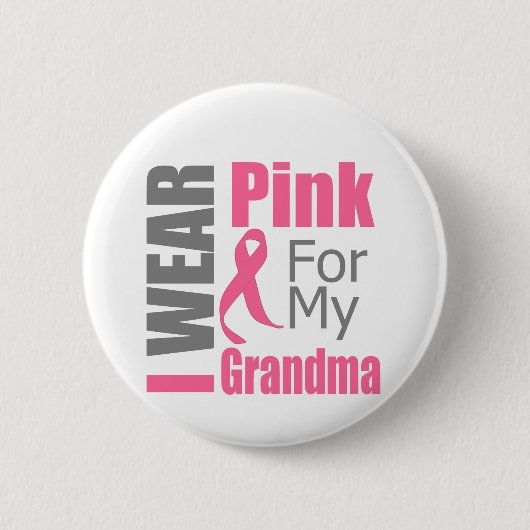 私の衣服のピンクリボンおばあちゃんの乳がん 缶バッジ (正面)
