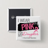 私の衣服のピンクリボン私の娘の乳がん 缶バッジ (正面&裏面)
