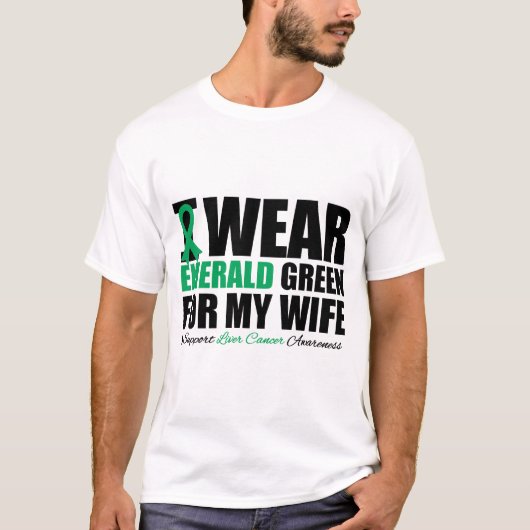 私の衣服の肝臓がんリボン私の妻 Tシャツ (正面)