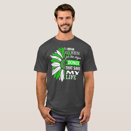 私の衣服は、私の人生を持つ臓器提供者のための救グリーン Tシャツ (正面フル)