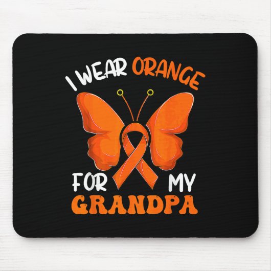 私の衣服オレンジ私のおじいちゃん蝶の白血病Aw マウスパッド (正面)