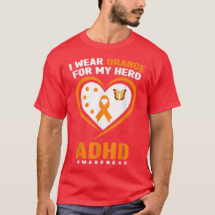 私の衣服オレンジ私のヒーローADHD認識度月 Tシャツ