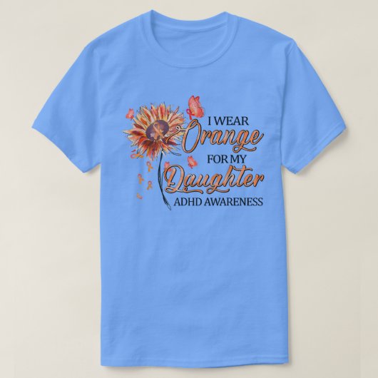 私の衣服オレンジ私の娘のためのリボンADHD A Tシャツ (デザイン正面)