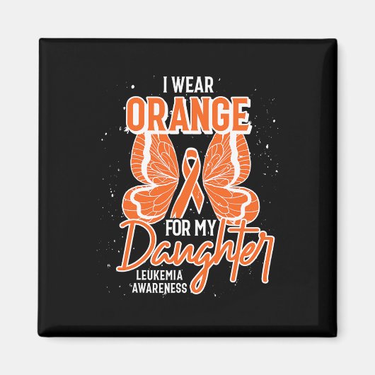 私の衣服オレンジ私の娘バタフライ白血病A マグネット (正面)