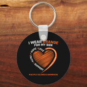 私の衣服オレンジ私の息子の多発性硬化症アワーン キーホルダー (正面)